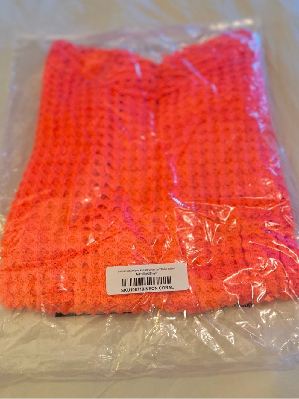 NWT Rebel Raven Neon coral open knit crochet tunic blouse - Picture 8 of 12